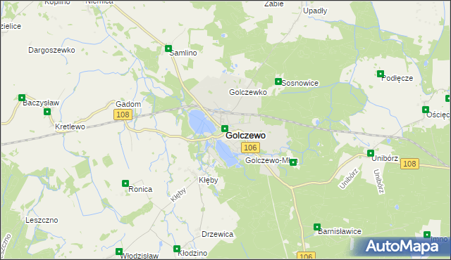 mapa Golczewo powiat kamieński, Golczewo powiat kamieński na mapie Targeo