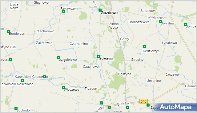 mapa Golejewo gmina Gozdowo, Golejewo gmina Gozdowo na mapie Targeo