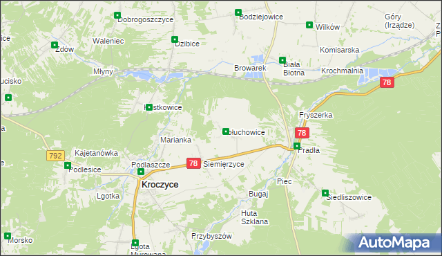 mapa Gołuchowice gmina Kroczyce, Gołuchowice gmina Kroczyce na mapie Targeo