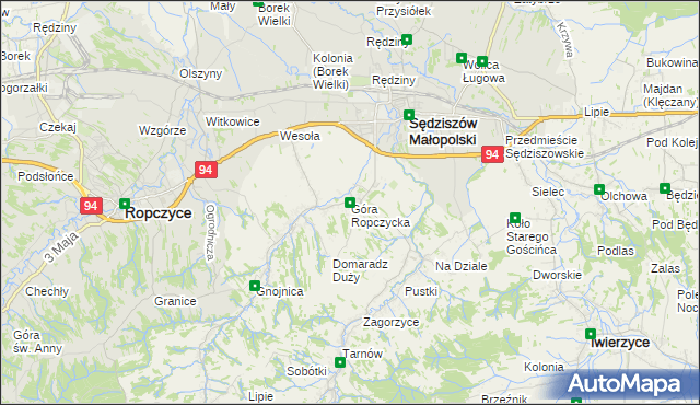 mapa Góra Ropczycka, Góra Ropczycka na mapie Targeo