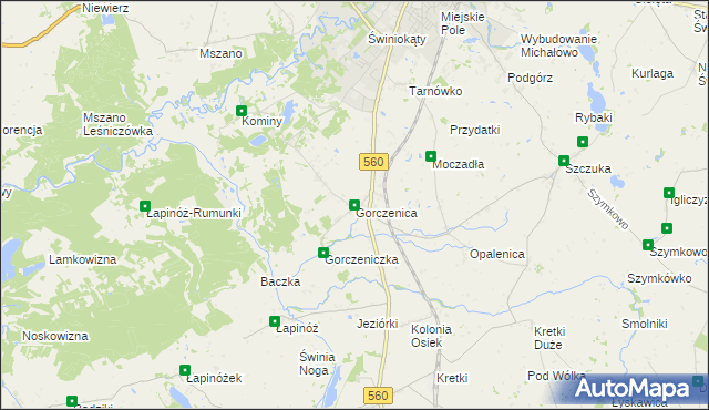 mapa Gorczenica, Gorczenica na mapie Targeo