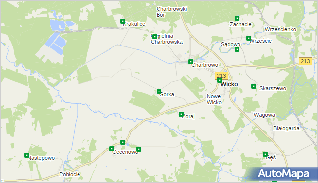 mapa Górka gmina Wicko, Górka gmina Wicko na mapie Targeo