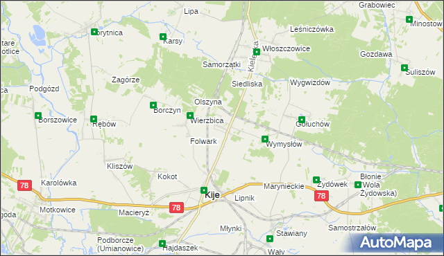 mapa Górki gmina Kije, Górki gmina Kije na mapie Targeo