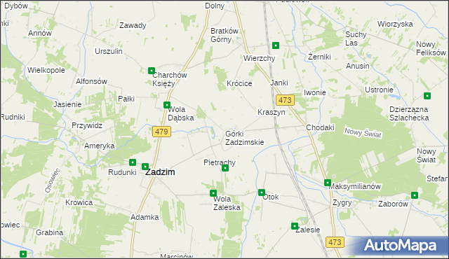 mapa Górki Zadzimskie, Górki Zadzimskie na mapie Targeo