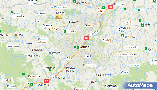 mapa Gorlic, Gorlice na mapie Targeo