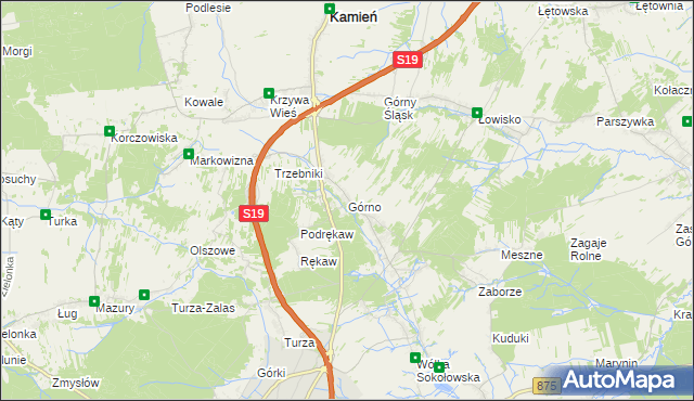 mapa Górno gmina Sokołów Małopolski, Górno gmina Sokołów Małopolski na mapie Targeo