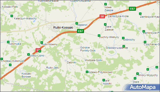 mapa Górskie Ponikły-Stok, Górskie Ponikły-Stok na mapie Targeo