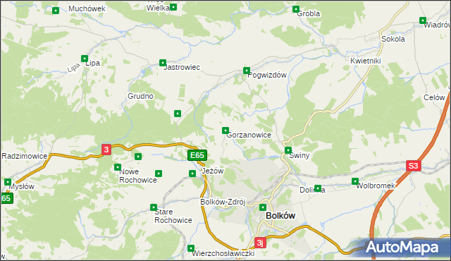 mapa Gorzanowice, Gorzanowice na mapie Targeo