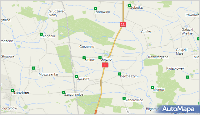 mapa Górzno gmina Ostrów Wielkopolski, Górzno gmina Ostrów Wielkopolski na mapie Targeo