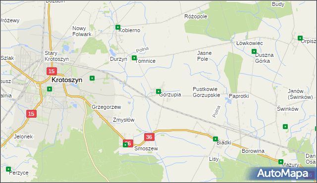 mapa Gorzupia gmina Krotoszyn, Gorzupia gmina Krotoszyn na mapie Targeo