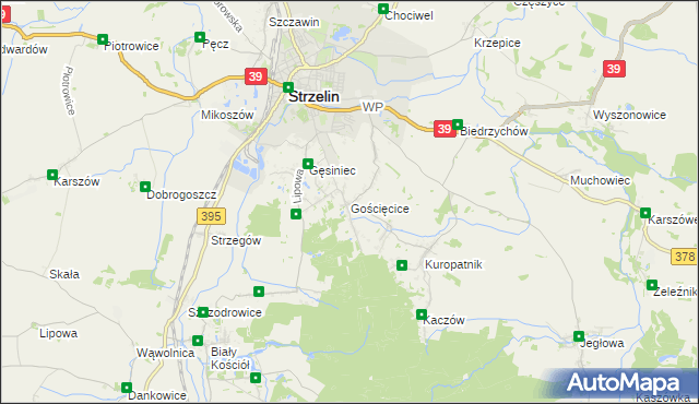 mapa Gościęcice, Gościęcice na mapie Targeo