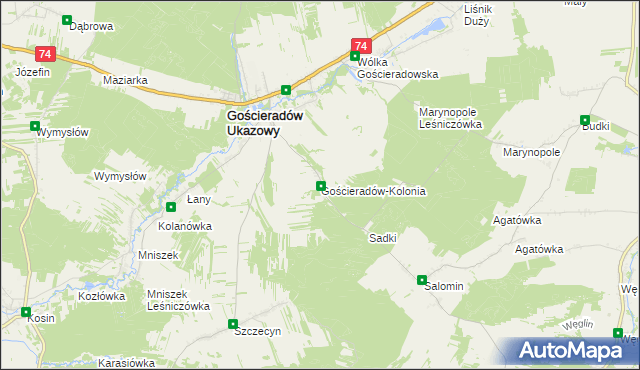 mapa Gościeradów-Kolonia, Gościeradów-Kolonia na mapie Targeo