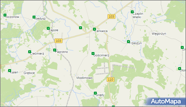 mapa Gościmierz, Gościmierz na mapie Targeo