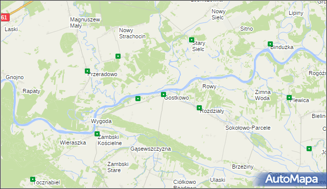 mapa Gostkowo gmina Obryte, Gostkowo gmina Obryte na mapie Targeo