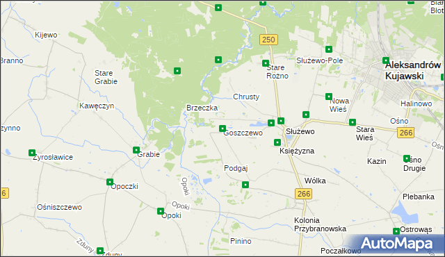 mapa Goszczewo gmina Aleksandrów Kujawski, Goszczewo gmina Aleksandrów Kujawski na mapie Targeo