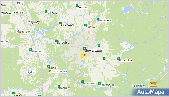mapa Gowarczów, Gowarczów na mapie Targeo