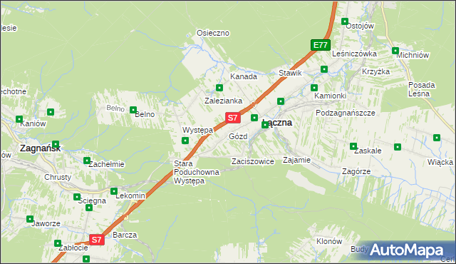 mapa Gózd gmina Łączna, Gózd gmina Łączna na mapie Targeo