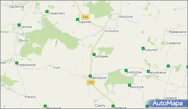 mapa Gozdawa gmina Środa Śląska, Gozdawa gmina Środa Śląska na mapie Targeo