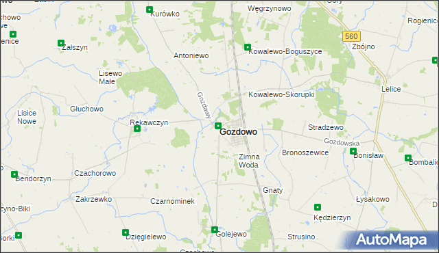 mapa Gozdowo powiat sierpecki, Gozdowo powiat sierpecki na mapie Targeo