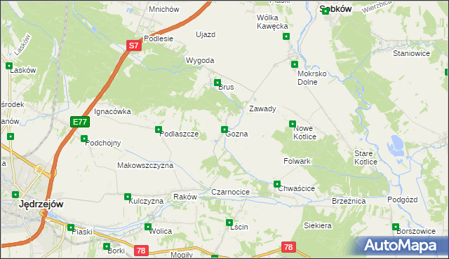 mapa Gozna, Gozna na mapie Targeo