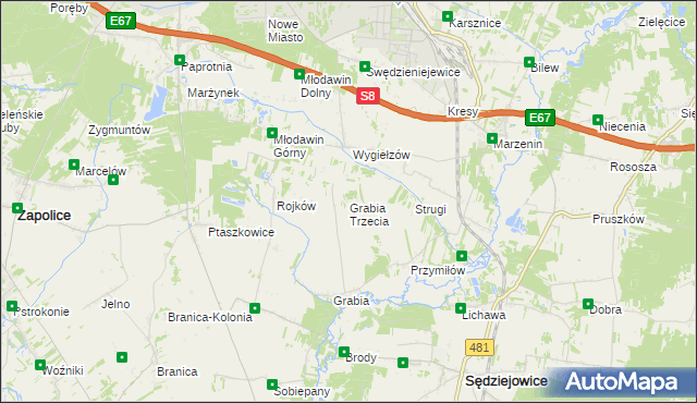 mapa Grabia Trzecia, Grabia Trzecia na mapie Targeo