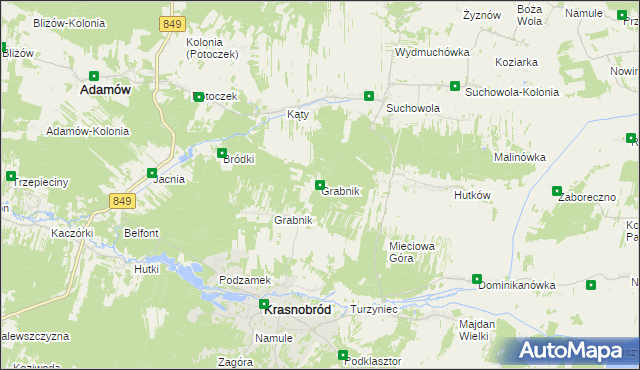 mapa Grabnik gmina Adamów, Grabnik gmina Adamów na mapie Targeo