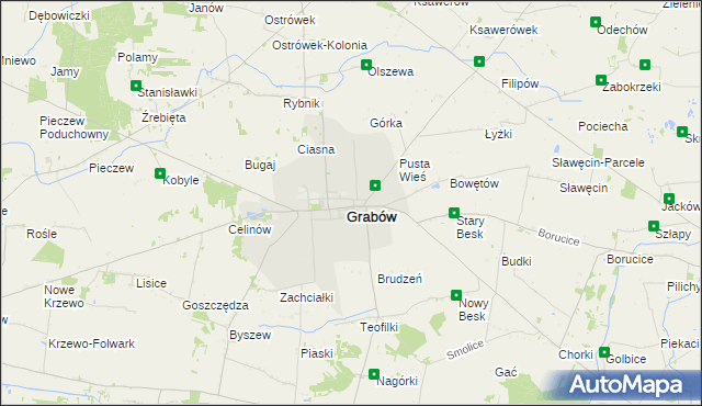 mapa Grabów powiat łęczycki, Grabów powiat łęczycki na mapie Targeo