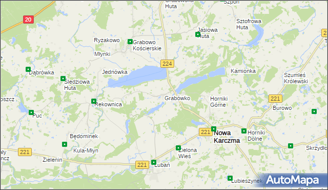 mapa Grabówko gmina Nowa Karczma, Grabówko gmina Nowa Karczma na mapie Targeo