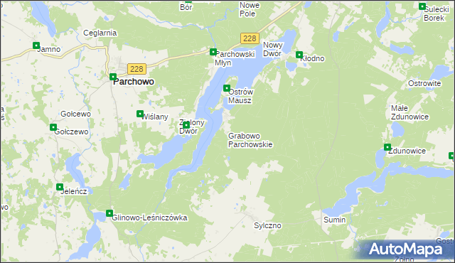 mapa Grabowo Parchowskie, Grabowo Parchowskie na mapie Targeo