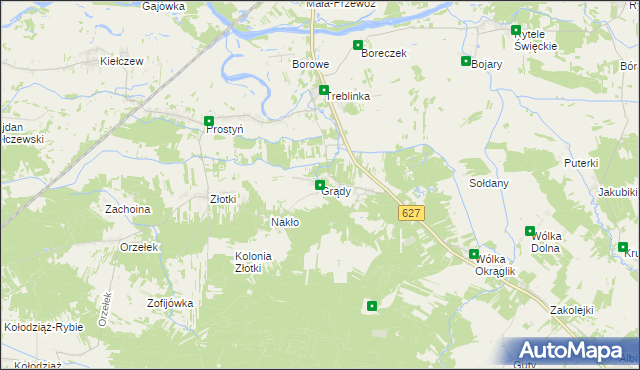 mapa Grądy gmina Małkinia Górna, Grądy gmina Małkinia Górna na mapie Targeo