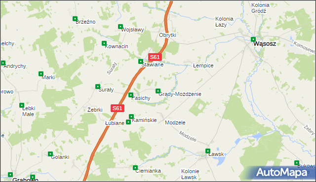 mapa Grądy-Możdżenie, Grądy-Możdżenie na mapie Targeo