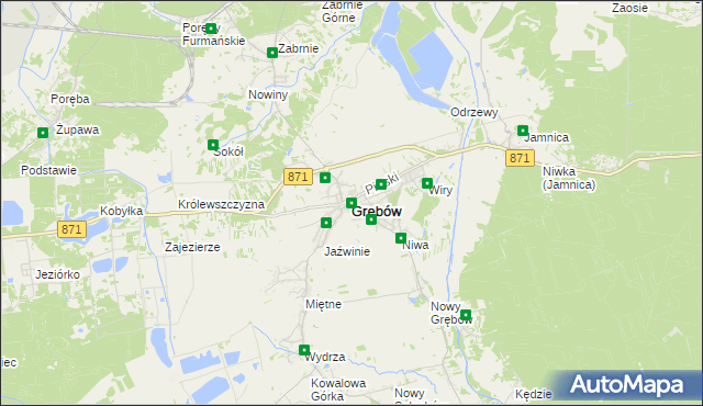 mapa Grębów powiat tarnobrzeski, Grębów powiat tarnobrzeski na mapie Targeo