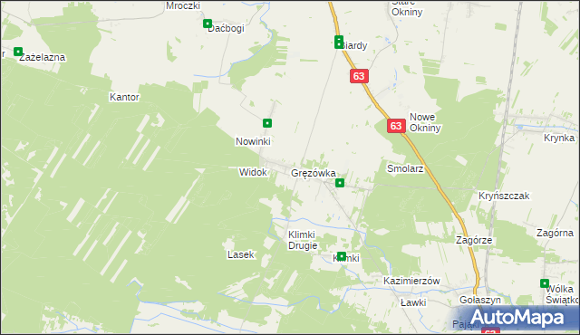 mapa Gręzówka, Gręzówka na mapie Targeo