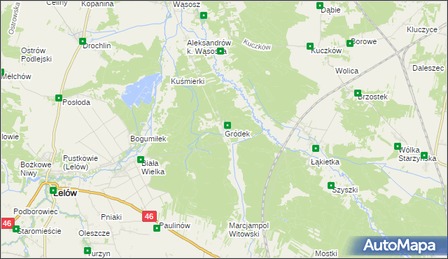 mapa Gródek gmina Lelów, Gródek gmina Lelów na mapie Targeo