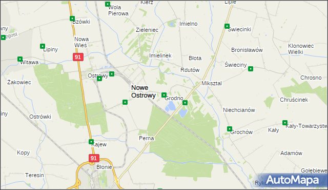 mapa Grodno gmina Nowe Ostrowy, Grodno gmina Nowe Ostrowy na mapie Targeo