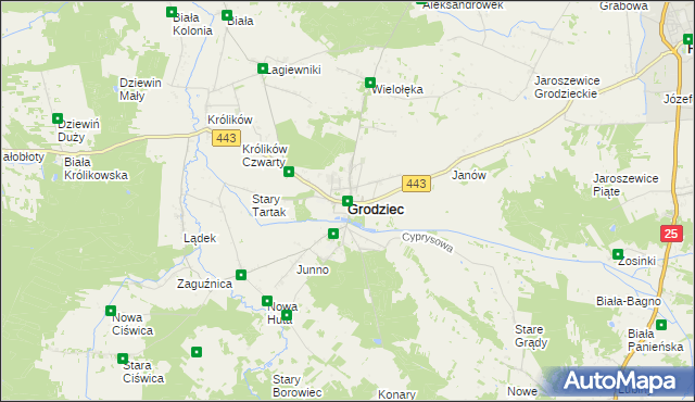 mapa Grodziec powiat koniński, Grodziec powiat koniński na mapie Targeo