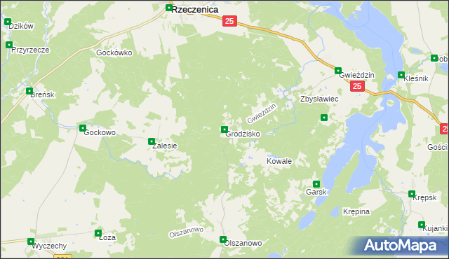 mapa Grodzisko gmina Rzeczenica, Grodzisko gmina Rzeczenica na mapie Targeo