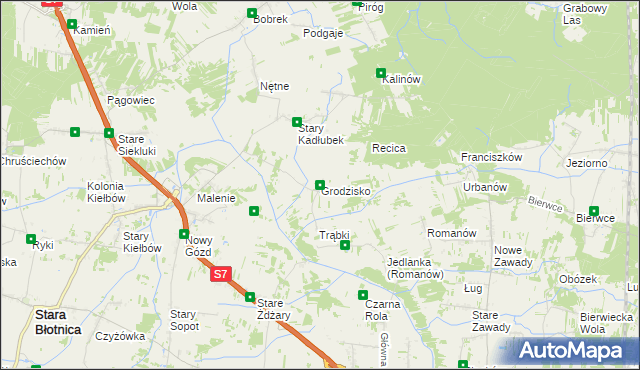 mapa Grodzisko gmina Stara Błotnica, Grodzisko gmina Stara Błotnica na mapie Targeo
