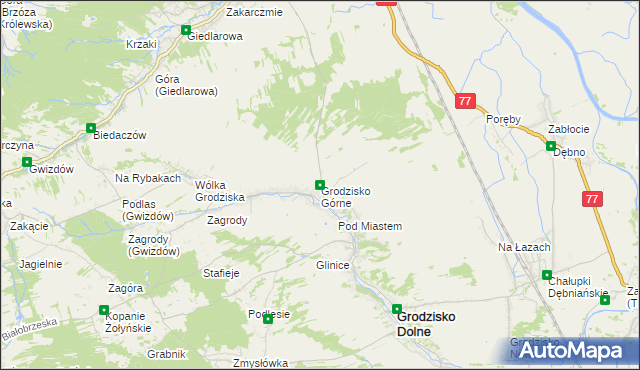 mapa Grodzisko Górne, Grodzisko Górne na mapie Targeo