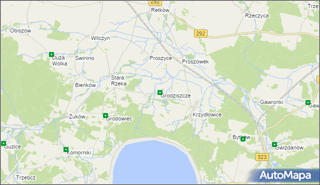 mapa Grodziszcze gmina Grębocice, Grodziszcze gmina Grębocice na mapie Targeo