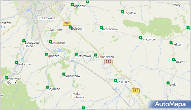 mapa Grodziszcze gmina Świdnica, Grodziszcze gmina Świdnica na mapie Targeo