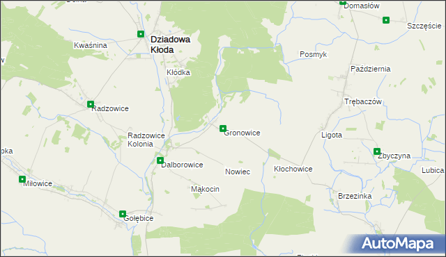 mapa Gronowice gmina Dziadowa Kłoda, Gronowice gmina Dziadowa Kłoda na mapie Targeo