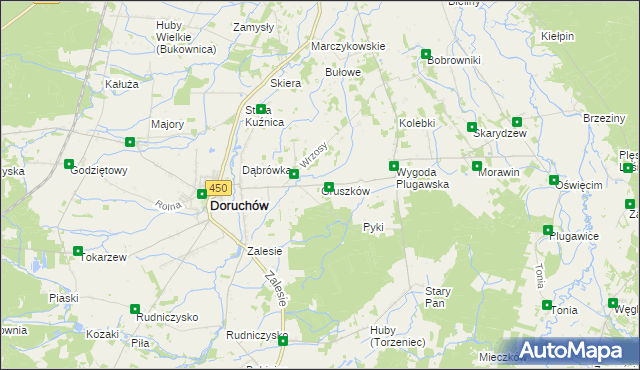 mapa Gruszków gmina Doruchów, Gruszków gmina Doruchów na mapie Targeo