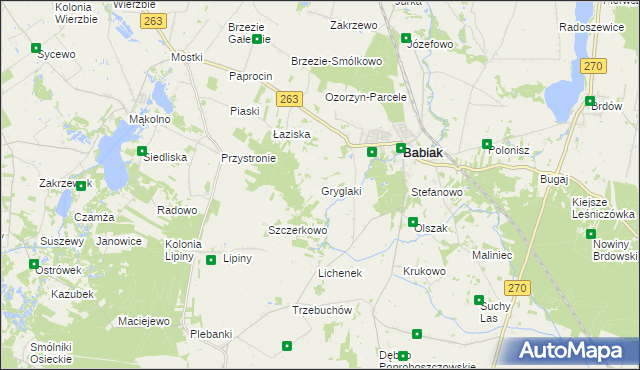 mapa Gryglaki, Gryglaki na mapie Targeo