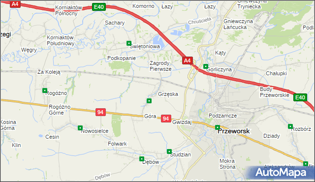 mapa Grzęska, Grzęska na mapie Targeo