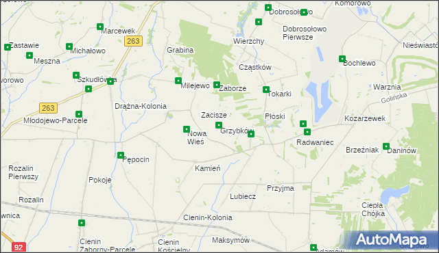 mapa Grzybków, Grzybków na mapie Targeo