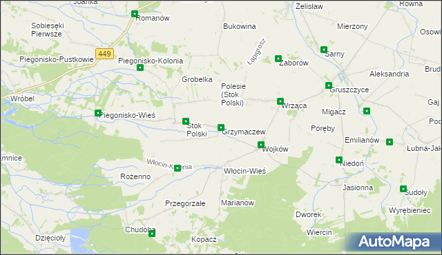 mapa Grzymaczew, Grzymaczew na mapie Targeo