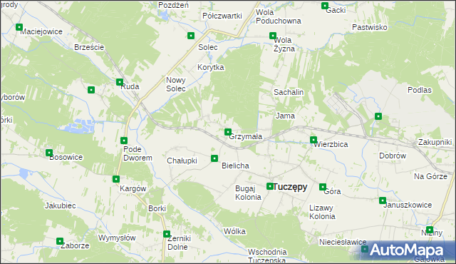 mapa Grzymała, Grzymała na mapie Targeo