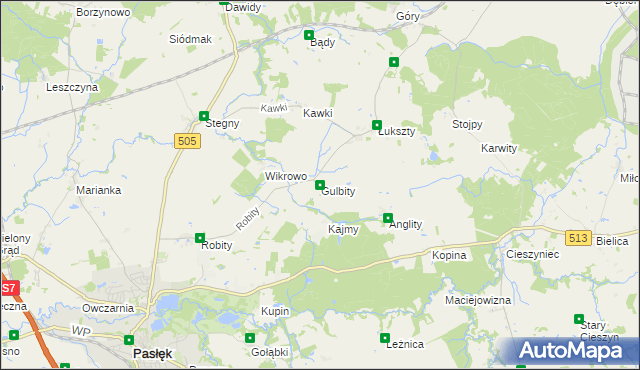 mapa Gulbity gmina Pasłęk, Gulbity gmina Pasłęk na mapie Targeo