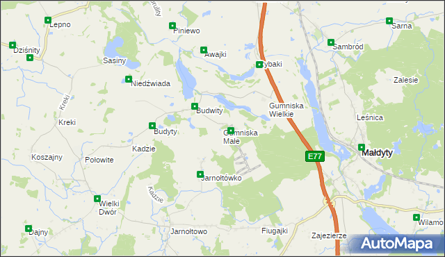 mapa Gumniska Małe, Gumniska Małe na mapie Targeo